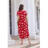 Ekouaer Long Nightgowns for Women Button Night Gowns Short Sleeve Sleepwear Full Length Sleep Shirts With Pockets S-2XL(Christmas Elk)