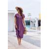 Ekouaer Long Nightgowns for Women Button Night Gowns Short Sleeve Sleepwear Full Length Sleep Shirts With Pockets S-2XL(Eggplant Purple)