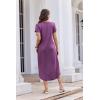 Ekouaer Long Nightgowns for Women Button Night Gowns Short Sleeve Sleepwear Full Length Sleep Shirts With Pockets S-2XL(Eggplant Purple)