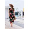 Ekouaer Long Nightgowns for Women Button Night Gowns Short Sleeve Sleepwear Full Length Sleep Shirts With Pockets S-2XL(Flower Black)