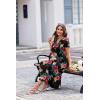 Ekouaer Long Nightgowns for Women Button Night Gowns Short Sleeve Sleepwear Full Length Sleep Shirts With Pockets S-2XL(Flower Black)