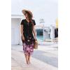 Ekouaer Long Nightgowns for Women Button Night Gowns Short Sleeve Sleepwear Full Length Sleep Shirts With Pockets S-2XL(Flower Black Pink)