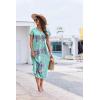 Ekouaer Long Nightgowns for Women Button Night Gowns Short Sleeve Sleepwear Full Length Sleep Shirts With Pockets S-2XL(Flower Light Blue)