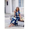 Ekouaer Long Nightgowns for Women Button Night Gowns Short Sleeve Sleepwear Full Length Sleep Shirts With Pockets S-2XL(Flower Navy Blue)