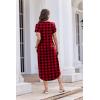 Ekouaer Long Nightgowns for Women Button Night Gowns Short Sleeve Sleepwear Full Length Sleep Shirts With Pockets S-2XL(Grid)