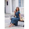 Ekouaer Long Nightgowns for Women Button Night Gowns Short Sleeve Sleepwear Full Length Sleep Shirts With Pockets S-2XL(Navy)