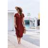 Ekouaer Long Nightgowns for Women Button Night Gowns Short Sleeve Sleepwear Full Length Sleep Shirts With Pockets S-2XL(Wine Red)