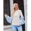 Ekouaer Maternity Long Sleeve Shirt 3 Pack Crewneck Pregnancy Tops Casual Tee Side Ruched Clothes(3pcs Black / Brown / White)