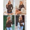 Ekouaer Maternity Long Sleeve Shirt 3 Pack Crewneck Pregnancy Tops Casual Tee Side Ruched Clothes(3pcs Black / Brown / White)