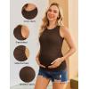 Ekouaer Maternity Tank Tops 3 Pack Womens Ribbed Pregnancy Shirts Crew Neck Ruched Side Mama Clothes S-XXL(3pcs Black/ Brown/ Beige)