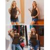 Ekouaer Maternity Tank Tops 3 Pack Womens Ribbed Pregnancy Shirts Crew Neck Ruched Side Mama Clothes S-XXL(3pcs Black/ Brown/ White)