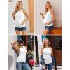 Ekouaer Maternity Tank Tops 3 Pack Womens Ribbed Pregnancy Shirts Crew Neck Ruched Side Mama Clothes S-XXL(3pcs Black/ Brown/ White)