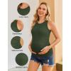 Ekouaer Maternity Tank Tops 3 Pack Womens Ribbed Pregnancy Shirts Crew Neck Ruched Side Mama Clothes S-XXL(3pcs Black/ Grey/ Army Green)
