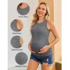 Ekouaer Maternity Tank Tops 3 Pack Womens Ribbed Pregnancy Shirts Crew Neck Ruched Side Mama Clothes S-XXL(3pcs Black/ Grey/ Dirty Pink)