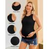 Ekouaer Maternity Tank Tops 3 Pack Womens Ribbed Pregnancy Shirts Crew Neck Ruched Side Mama Clothes S-XXL(3pcs Black/ White/ Dirty Pink)