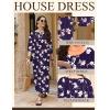 Ekouaer Moo Moos for Women 3/4 Sleeve Long Nightgowns House Dresses with Pocket S-3XL(Blue Flower)