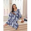 Ekouaer Moo Moos for Women 3/4 Sleeve Long Nightgowns House Dresses with Pocket S-3XL(Blue Stripes)