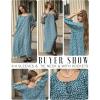 Ekouaer Moo Moos for Women 3/4 Sleeve Long Nightgowns House Dresses with Pocket S-3XL(Blue White Flower)