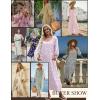 Ekouaer Moo Moos for Women 3/4 Sleeve Long Nightgowns House Dresses with Pocket S-3XL(Blue White Flower)