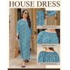 Ekouaer Moo Moos for Women 3/4 Sleeve Long Nightgowns House Dresses with Pocket S-3XL(Blue White Flower)
