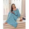 Ekouaer Moo Moos for Women 3/4 Sleeve Long Nightgowns House Dresses with Pocket S-3XL(Blue White Flower)