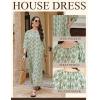 Ekouaer Moo Moos for Women 3/4 Sleeve Long Nightgowns House Dresses with Pocket S-3XL(Green Boho)