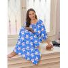 Ekouaer Moo Moos for Women 3/4 Sleeve Long Nightgowns House Dresses with Pocket S-3XL(Light Blue Flower)