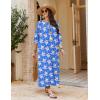 Ekouaer Moo Moos for Women 3/4 Sleeve Long Nightgowns House Dresses with Pocket S-3XL(Light Blue Flower)