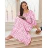 Ekouaer Moo Moos for Women 3/4 Sleeve Long Nightgowns House Dresses with Pocket S-3XL(Pink Flower)
