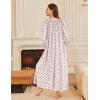 Ekouaer Moo Moos for Women 3/4 Sleeve Long Nightgowns House Dresses with Pocket S-3XL(Pink White Flower)