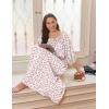 Ekouaer Moo Moos for Women 3/4 Sleeve Long Nightgowns House Dresses with Pocket S-3XL(Pink White Flower)