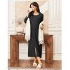 Ekouaer Women Long House Coat Zipper Front Robes Full Length Nightgowns with Pockets Striped Loungewear S-4XL(Black)