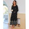 Ekouaer Women Long House Coat Zipper Front Robes Full Length Nightgowns with Pockets Striped Loungewear S-4XL(Black Ethnic Print)