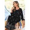 Ekouaer Women Long House Coat Zipper Front Robes Full Length Nightgowns with Pockets Striped Loungewear S-4XL(Black Ethnic Print)