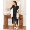 Ekouaer Women Long House Coat Zipper Front Robes Full Length Nightgowns with Pockets Striped Loungewear S-4XL(Black Feather)