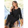 Ekouaer Women Long House Coat Zipper Front Robes Full Length Nightgowns with Pockets Striped Loungewear S-4XL(Black Feather)