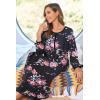 Ekouaer Women Long House Coat Zipper Front Robes Full Length Nightgowns with Pockets Striped Loungewear S-4XL(Black Floral)