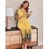 Ekouaer Women Long House Coat Zipper Front Robes Full Length Nightgowns with Pockets Striped Loungewear S-4XL(Black Leaves)
