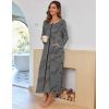 Ekouaer Women Long House Coat Zipper Front Robes Full Length Nightgowns with Pockets Striped Loungewear S-4XL(Black Stripes)