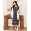 Ekouaer Women Long House Coat Zipper Front Robes Full Length Nightgowns with Pockets Striped Loungewear S-4XL(Black Stripes)