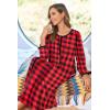 Ekouaer Women Long House Coat Zipper Front Robes Full Length Nightgowns with Pockets Striped Loungewear S-4XL(Black and Red Plaid)