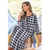 Ekouaer Women Long House Coat Zipper Front Robes Full Length Nightgowns with Pockets Striped Loungewear S-4XL(Black and White Plaid)
