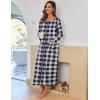 Ekouaer Women Long House Coat Zipper Front Robes Full Length Nightgowns with Pockets Striped Loungewear S-4XL(Black and White Plaid)