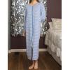 Ekouaer Women Long House Coat Zipper Front Robes Full Length Nightgowns with Pockets Striped Loungewear S-4XL(Blue)
