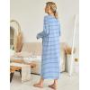 Ekouaer Women Long House Coat Zipper Front Robes Full Length Nightgowns with Pockets Striped Loungewear S-4XL(Blue)