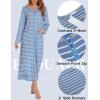 Ekouaer Women Long House Coat Zipper Front Robes Full Length Nightgowns with Pockets Striped Loungewear S-4XL(Blue)