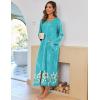 Ekouaer Women Long House Coat Zipper Front Robes Full Length Nightgowns with Pockets Striped Loungewear S-4XL(Blue Floral)