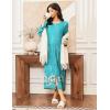 Ekouaer Women Long House Coat Zipper Front Robes Full Length Nightgowns with Pockets Striped Loungewear S-4XL(Blue Floral)