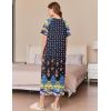 Ekouaer Women Long House Coat Zipper Front Robes Full Length Nightgowns with Pockets Striped Loungewear S-4XL(Blue Flower)