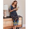 Ekouaer Women Long House Coat Zipper Front Robes Full Length Nightgowns with Pockets Striped Loungewear S-4XL(Blue Flower)